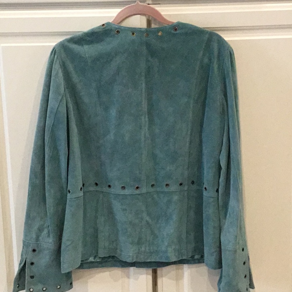 Sharon Young Vintage Blue Suede Boho Jacket - Picture 6 of 8